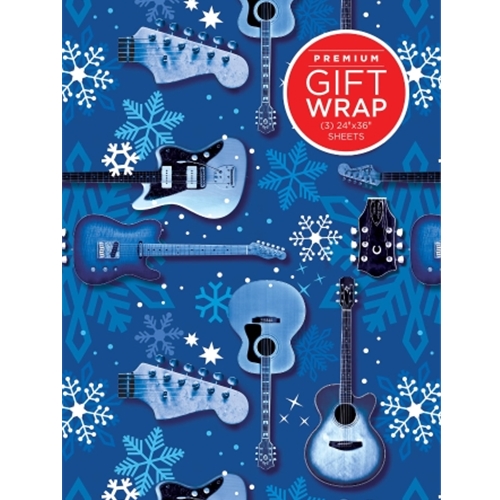 HL00285993 Hal Leonard Wrapping Paper - Blue Guitars & Snowflakes Theme