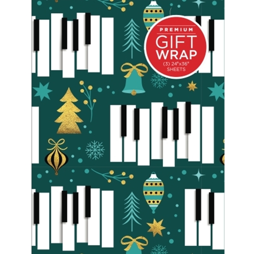 HL00356872 Hal Leonard Golden Piano Keys Holiday Gift Wrapping Paper