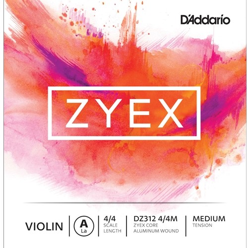 DZ31244M D'Addario Zyex Violin Single A String, 4/4 Scale, Medium Tension