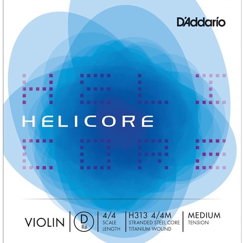 H31344M D'Addario Helicore Violin Single D String, 4/4 Scale, Medium Tension