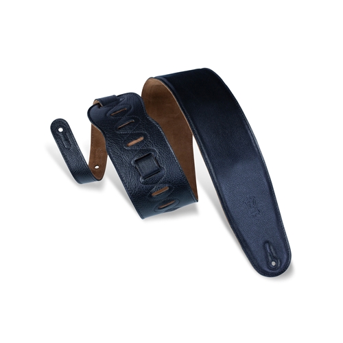 Levy's M4GF-BLK 3 1/2" padded garment leather bass strap with suede backing. Adjustable from 36" to 52". Also availa