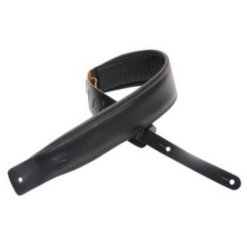Levy's DM1PD-BLK 3" Black Leather Guitar Strap with Foam Padding and Garment Leather Backing