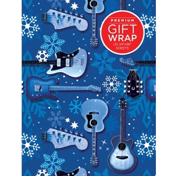 HL00285993 Hal Leonard Wrapping Paper - Blue Guitars & Snowflakes Theme