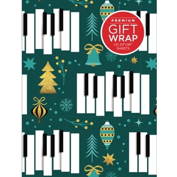 HL00356872 Hal Leonard Golden Piano Keys Holiday Gift Wrapping Paper