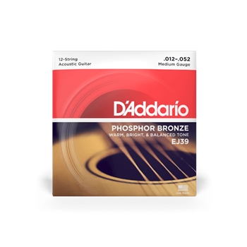 D'Addario  EJ39 12-String Phosphor Bronze Acoustic Guitar Strings, Medium, 12-52