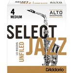 RRS10ASX4M D'Addario Select Jazz Unfiled Alto Saxophone Reeds, Strength 4 Medium, 10-pack