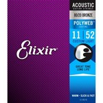 Elixir EL11025 80/20 Bronze Polyweb Coated Acoustic Guitar Strings, Custom Light (11 - 52)