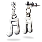Music Gift RE04 Silver Double Eighth Note Earrings