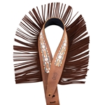 Levy's MG317BOI-BRN 2.5" crazy horse leather strap with fringe detail and western print