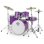 Dixon Spark 5-Piece Drumset with Hardware and Cymbals, Purple Sparkle