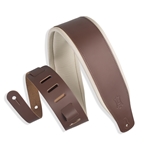 Levy's M26PD-BRN-CRM 3" Top Grain Leather Guitar Strap in Brown w/ 1/4"" Foam Wrapped In Cream Garment Leather