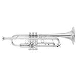 Yamaha YTR-8330EMS Custom Trumpet; Key of Bb; .459" bore; silver-plated finish; phosphor bronze bottom valve caps