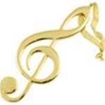 Aim AIM39133 Gold G-Clef 5" Ornament