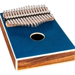 Ortega OKB4-MBL C Major 17-Key Solid Acacia Wood, Sparkle Metallic Blue Top Kalimba with Case