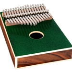 Ortega OKB4-MGR C Major 17-Key Solid Acacia Wood, Sparkle Metallic Green Top Kalimba with Case