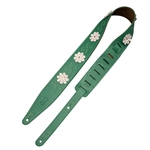 Levy's MG317IB-001 2.5" Daisy Chain Green Leather Strap with Flower Appliques