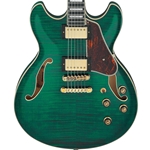 Ibanez AS93FM Artcore Expressionist Semi-Hollow Electric Guitar, Transparent Moss Green