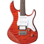 Yamaha Pacifica PAC212VQM Double Cutaway Quilted Top Electric Guitar, Caramel Brown