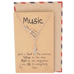Quan Jewelry QJ-GITR-1FBA Cattleya Guitar Music Note Necklace with Treble Pendant, Gifts For Music Lovers