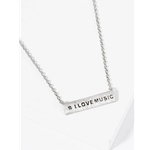 Wild Honey 61-N9428-R 18K Gold Dipped Hashtag I Love Music Bar Pendant Necklace