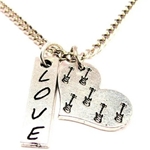 Chubby Chico Charms CH05179 Guitars in Your Heart Necklace with Love Stick