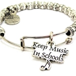 Chubby Chico Charms CH05660 Keep Music in Schools Metal Beaded Bangle Bracelet