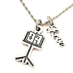Chubby Chico Charms CH08508 Sheet Music On Stand 20" Rope Necklace with Love Accent