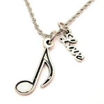 Chubby Chico Charms CH08686 Quarter Music Note 20" Rope Necklace with Love Accent
