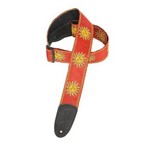 Levy's MPJG-SUN-RED 2" Jacquard Guitar Strap, Red Sun Design