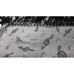 Music Gift PS15 Silver Pashmina Scarf with Black Treble Clefs