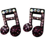 Aim ER447 Purple Double Note Earrings with Crystals