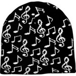 Aim AIM71872 Black and White Beanie with G-Clef and Notes
