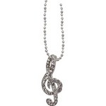 Aim N480 Treble Clef Necklace, Silver and Rhinestones