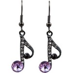 Aim ER449 Music Note Earring with Clear/Purple Crystals