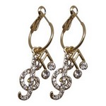 Aim ER434 Note/Clef Crystal Clear/Gold Earrings