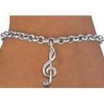 Music Gift RB24 Crystal Treble Clef Charm & Bracelet