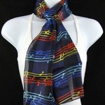 Music Gift SF10 Navy Scarf with Multi Colored Music Notes