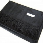 Music Gift PS18 Black Pashmina Scarf w/Black Treble Clefs