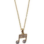 Aim N515 Music Note Necklace, Gold and Crystals