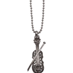 Aim N491 Grey/Silver Violin/Bow Crystal Necklace