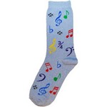 Metallic Music Note Socks, Light Blue