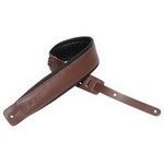 Levy's DM1PD-BRN 3" Brown Leather Guitar Strap with Foam Padding and Garment Leather Backing