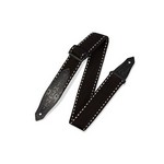 Levy's MSSC80-BLK 2" Heavy-Weight Cotton Guitar Strap with Contrasting Woven Border, Cowboy Boot Design Embossed Ends