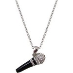 Aim N521 Microphone Crystal Necklace, Black