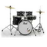 Pearl Roadshow 5 Piece Drum Set with Cymbals and Hardware, Jet Black