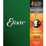 Elixir EL14077 Nanoweb Coated 4 String Bass, Lt/Med, Long Scale 45-105