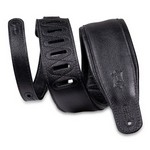 Levy's M26GP-BLK-BLK 3.25”-Wide Garment Leather Guitar Strap in Black with Black Backing in Dark Brown