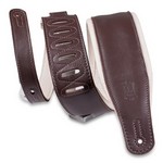 Levy's M26GP-DBR-CRM 3.25”-Wide Garment Leather Guitar Strap in Dark Brown with Cream Backing