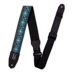 Levy's MRHHT-04 Right Height 2-Inch-Wide Jacquard Weave Guitar Strap with Blue, Black, Yellow & Gold Hootenanny Motif