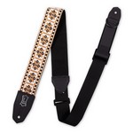 Levy's MRHHT-07 Right Height 2-Inch-Wide Jacquard Weave Guitar Strap with White, Black & Gold Hootenanny Motif